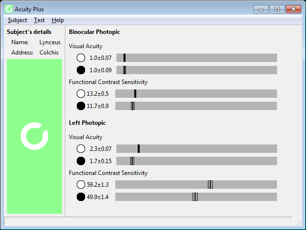 Example of Acuity-Plus window